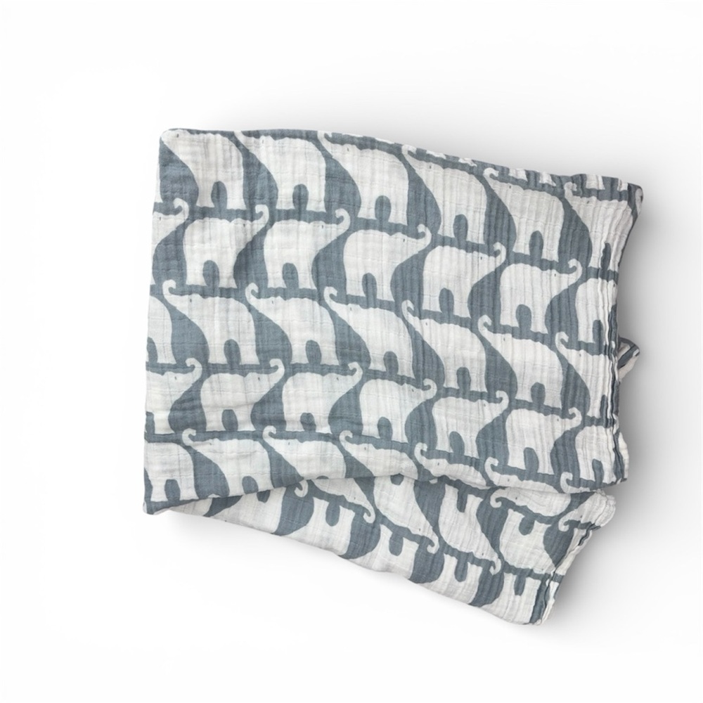 Milkbarn Gray Elephant Organic Cotton Muslin Baby Blanket
